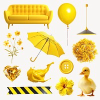 Vibrant yellow objects   set psd