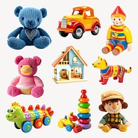 Colorful vintage children's toys  set psd