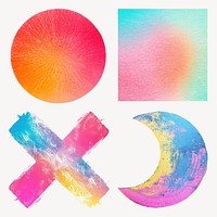 Vibrant abstract geometric watercolor shapes set psd