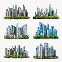 Modern cityscape architectural  set psd