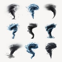 Dynamic tornadoes in abstract art  set psd