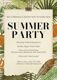 Summer party invitation poster template & design