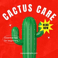 Cactus care Instagram post template