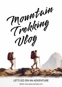Mountain trekking vlog poster template