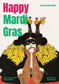 Mardi Gras parade poster template