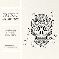 Tattoos inspiration Instagram post template, editable text