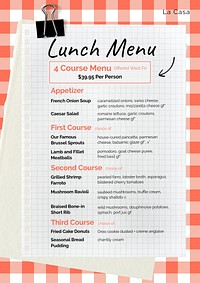 Restaurant menu poster template, editable text and design