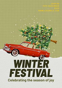 Winter festival poster template, editable text and design
