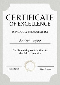 Certificate of excellence poster template and design