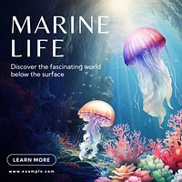 Marine life Instagram post template  