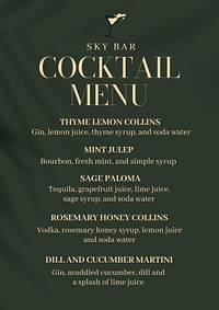 Cocktail menu poster template