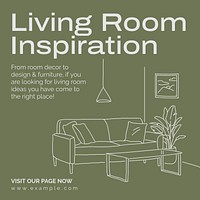 Living room inspiration Instagram post template, editable text