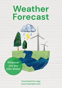 Weather forecast poster template, editable text and design