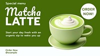 Matcha latte blog banner template  