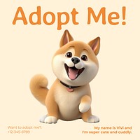 Pet adoption Instagram post template  