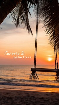Beach & sunset quote Facebook story template