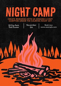 Night camp poster template