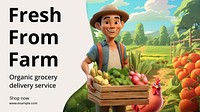 Organic supermarket  blog banner template  