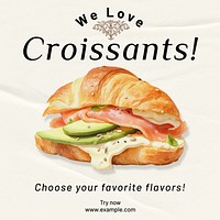 Croissant bakery shop Instagram post template