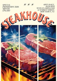 Steakhouse restaurant poster template