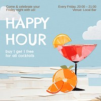 Happy hour Instagram post template  