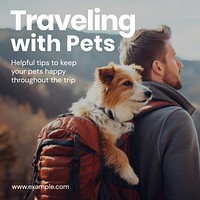 Travel with pets Instagram post template  social media design