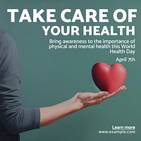 World health day Instagram post template