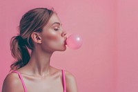 Woman blowing bubble gum female person adult.