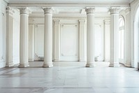 White room with antique pillars architecture flooring ballroom.