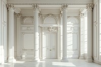 White room with antique pillars architecture building indoors.