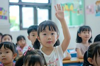 Students Raise your hand school child face.