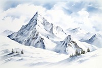 Illustration of snow mountain avalanche outdoors scenery.