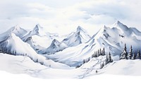 Illustration of snow mountain landscape avalanche outdoors.