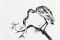 Heron Japanese minimal art illustrated waterfowl.