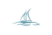 Simple Sailboat dhow boat ship ocean logo art.