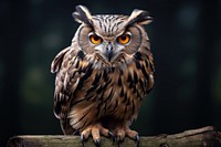 A close up of a european eagle owl perched animal beak bird.