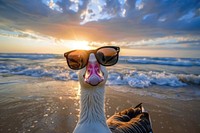 Photo of goose wear sunglasses beach accessories accessory.