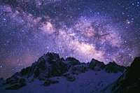 Milky Way over the mountain peaks landscape astronomy milky way.