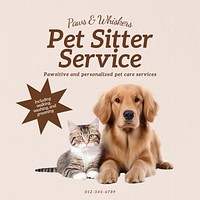 Pet sitter service Instagram post template  