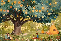 Garden camping tent painting.