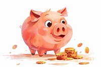 Piggy bank with coins animal mammal.