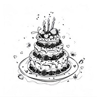 Birthday cake illustrated dessert wedding.