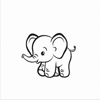 Cute elephant illustrated wildlife drawing.