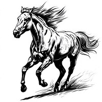 Horse galloping illustrated drawing sketch.