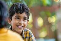 Little south asian boy happy produce person.