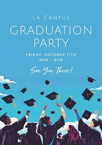 Graduation party invitation poster template