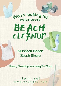 Beach cleanup poster template