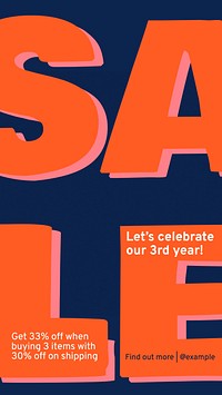 Anniversary sale Facebook story template