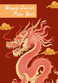 Happy Lunar New Year  greeting poster template