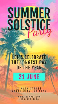 Summer solstice party Facebook story template